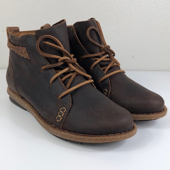 BORN Temple II Boots Women’s Brown Leather Lace Up Ankle Boots NWOB Size 10 - Picture 1 of 16